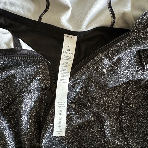 Lululemon Hooded Define Jacket *Nulu Luminesce Splatter White Black size 8 - Picture 7 of 10